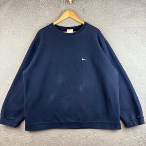 Vintage Nike Sweatshirt Mens XL Navy Blue Embroidered Swoosh Made in USA 90s